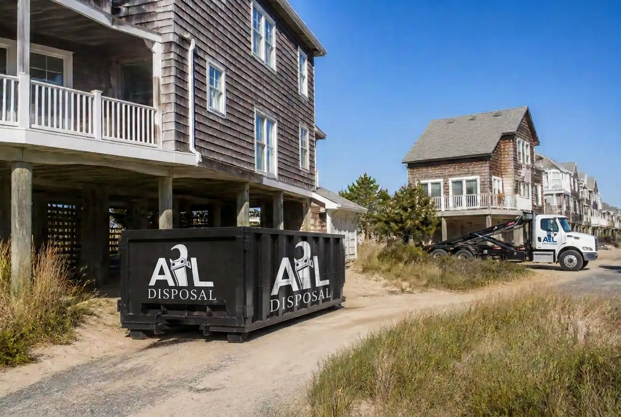 Barrier island beach block with coastal houses on the Jersey Shore — serving Seaside Park
