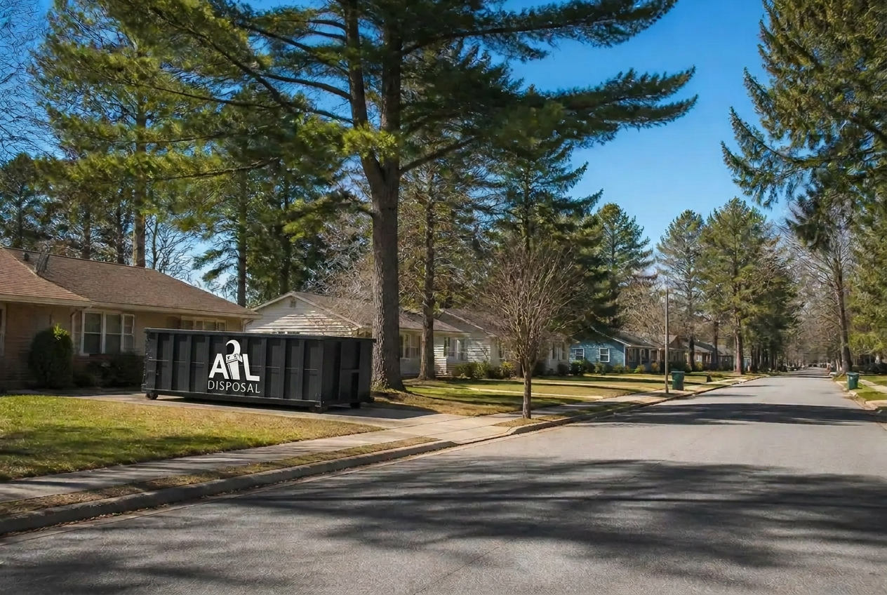 Quiet residential township street with single-family homes in Manchester, NJ — serving Brick